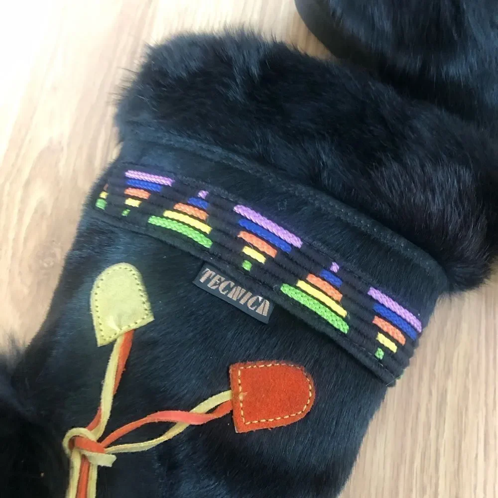 Tecnica Black Fur Colorful Ski Winter Sherpa Lined Boots